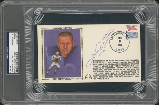 1992 Johnny Unitas Signed 20th Anniversary First Day Cover (PSA/DNA)